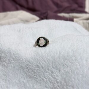 Black and White Floral Ring